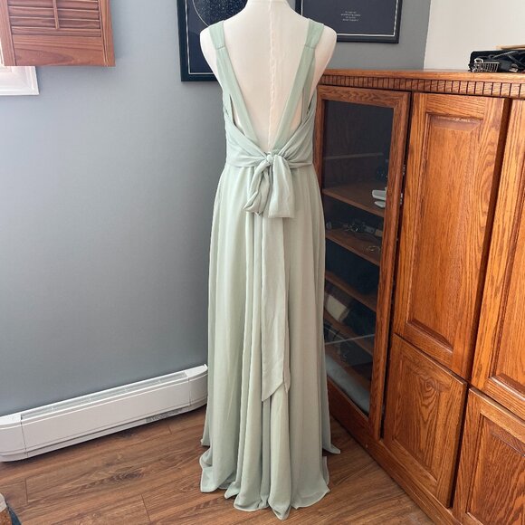 Azazie Julie Bridesmaid Agave A-Line Sweetheart Neckline Chiffon Dress - Picture 11 of 12